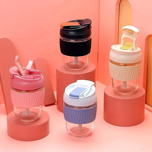 Glass Tumbler with Airtight Lid and Straw - Luxury Ways