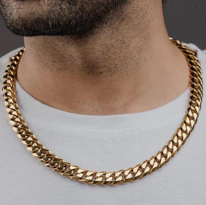 Hop, Men's Flat Link Chain Necklace, 18K gold plated - Luxury Ways