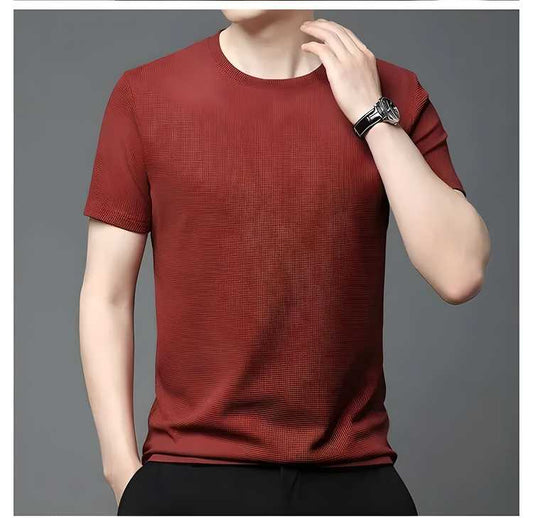 Men 4 Way Strecthable Round Neck T-shirt - Luxury Ways
