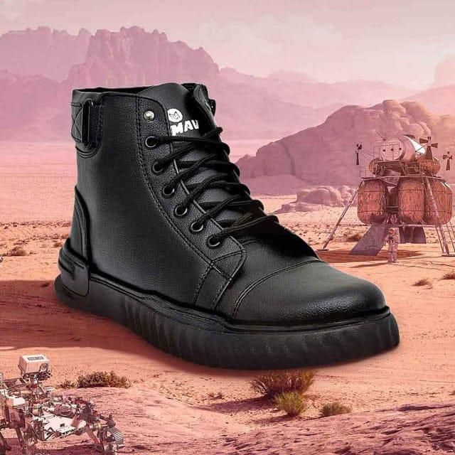 Men's Korean Style High Top Casual Shoes For Men (Black) - Luxury Ways