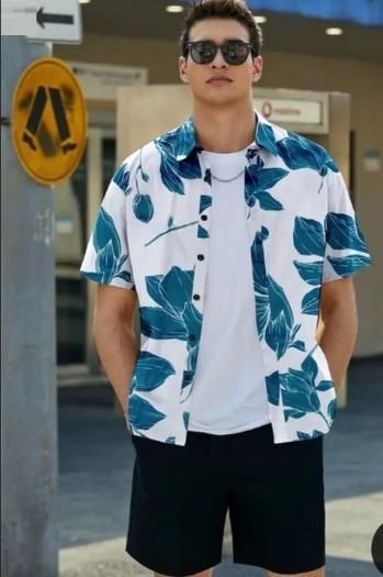 Men's Printed Half Sleeves Regular Collar Casual Shirt - Luxury Ways