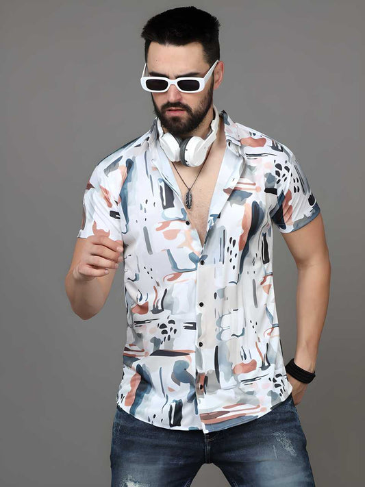 Men's Printed Rayon Half Sleeves Shirt - Luxury Ways