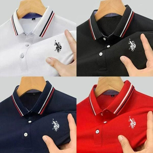 Men's Solid Half Sleeves Polo Neck T-Shirt (Pack of 4) - Luxury Ways