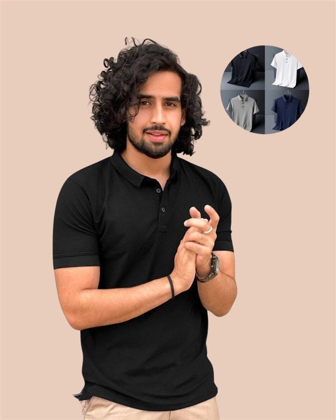 Poly Matte Solid Half Sleeves Mens Polo T-Shirt Pack Of 4 - Luxury Ways