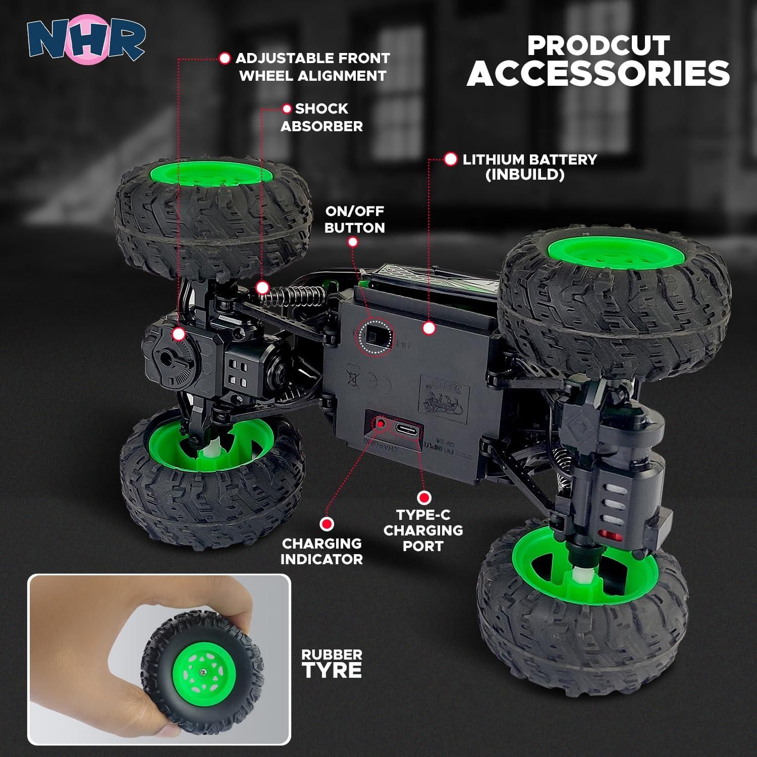 Rechargeable Rock Crawling 2WD 2.4 Ghz 4x4 Rally Car Remote Control Monster Truck (Green) - Luxury Ways