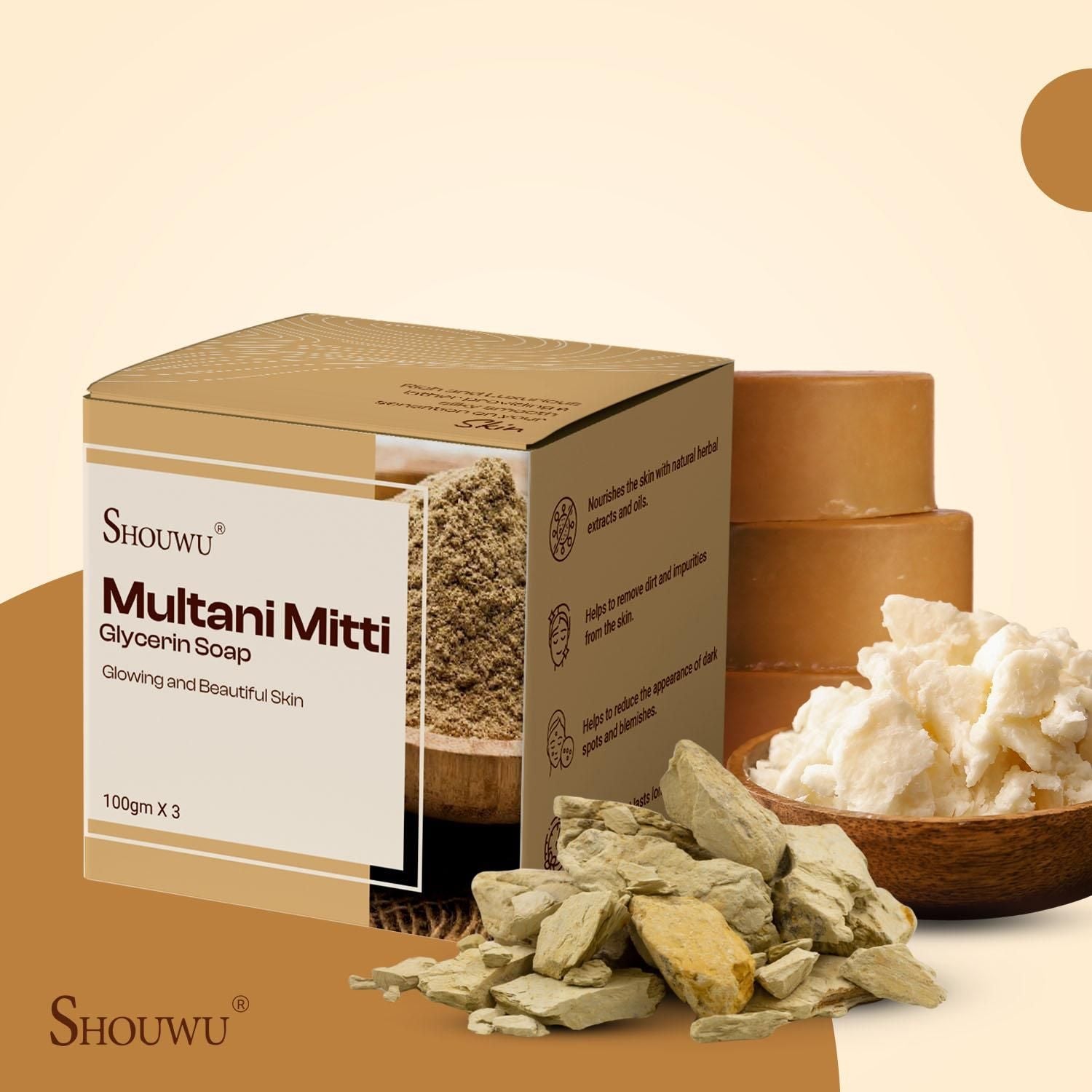 Shoumu Multani Mitti Glycerin Soap 100g - Luxury Ways